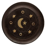 Mango Wood Moon and Stars Black  Burner